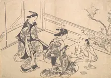 The Actor Ichimura Takenojo Reclining on a Balcony, ca. 1715., ca. 1715. Creator: Okumura Masanobu