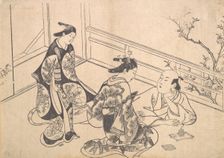 The Actor Ichimura Takenojo Reclining on a Balcony, ca. 1715., ca. 1715. Creator: Okumura Masanobu