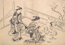 The Actor Ichimura Takenojo Reclining on a Balcony, ca. 1715., ca. 1715. Creator: Okumura Masanobu