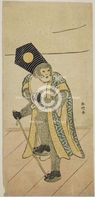 The Actor Ichimura Uzaemon IX as a Monkey in the Play Mitsu Ningyo Yayoi no Hinagata..., c1785. Creator: Katsukawa Shunko.