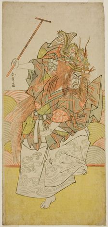 The Actor Ichimura Uzaemon IX as an Incarnation of the Dragon King in the Play Saki..., c. 1778. Creator: Shunsho