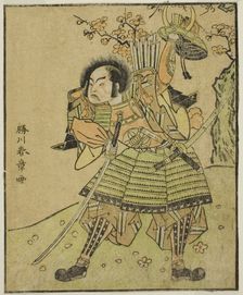 The Actor Ichimura Uzaemon IX as Kajiwara Genta no Kagetoki (?), in the Play Myoto-giku..., c. 1772. Creator: Shunsho