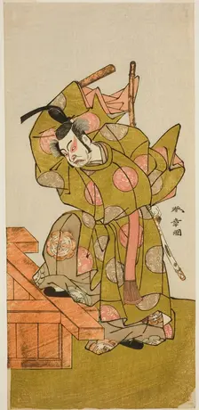 The Actor Ichimura Uzaemon IX as Otomo no Kuronushi in the Play Sugata no Hana Yuki..., c. 1776. Creator: Shunsho