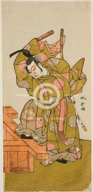 The Actor Ichimura Uzaemon IX as Otomo no Kuronushi in the Play Sugata no Hana Yuki..., c. 1776. Creator: Shunsho.