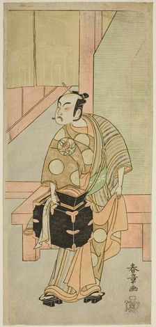 The Actor Ichimura Uzaemon IX as the Hairdreser Komagata Ikkaku in the Play Fuji no Yuki..., c.1770. Creator: Shunsho