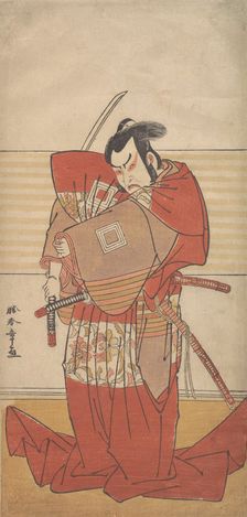 The Actor Ishikawa Danjuro V Performing a Shibaroku Act with a Drawn Sword in His Hand..., ca. 1781. Creator: Shunsho