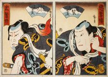 The Actor Jitsukawa Ensaburo and an Unknown Actor (Diptych), 1847. Creator: Hirosada, Konishi (Gosotei) (ca. 1810-1864)