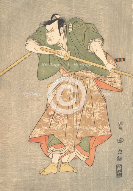 The Actor Kataoka Nizaemon in Ceremonial Robes of Green and Pink, ..., ca. 1790-1825. Creator: Utagawa Toyokuni I.