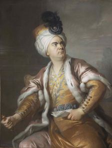 The actor Lekain (1729-1778) as Orosmane in the tragedy Zaïre of Voltaire, 1767. Creator: Lenoir, Simon Bernard (1729-1791)