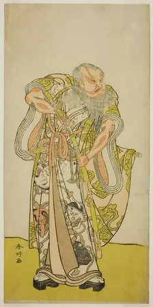 The Actor Sakata Hangoro II as Hige no Ikyu in the Play Shida Yakata Yotsugi no Hikibune..., c1782. Creator: Katsukawa Shunko