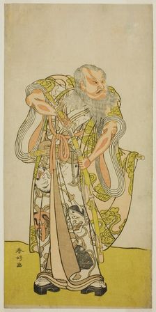 The Actor Sakata Hangoro II as Hige no Ikyu in the Play Shida Yakata Yotsugi no Hikibune..., c1782. Creator: Katsukawa Shunko