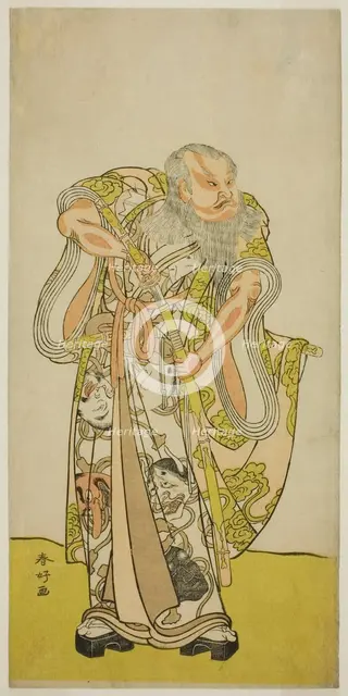 The Actor Sakata Hangoro II as Hige no Ikyu in the Play Shida Yakata Yotsugi no Hikibune..., c1782. Creator: Katsukawa Shunko.