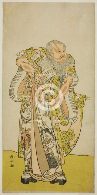 The Actor Sakata Hangoro II as Hige no Ikyu in the Play Shida Yakata Yotsugi no Hikibune..., c1782. Creator: Katsukawa Shunko.