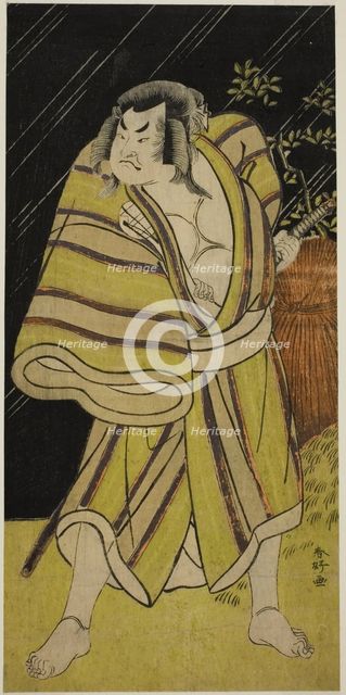 The Actor Sakata Hangoro II as the Sumo Wrestler Kujaku Saburo Narihira (?) in the Play..., c1776. Creator: Katsukawa Shunko.