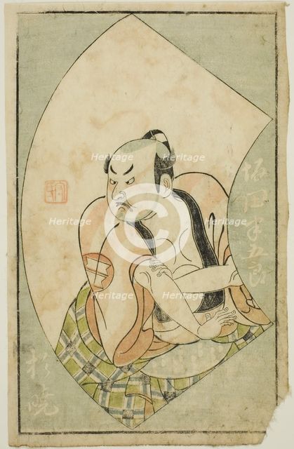 The Actor Sakata Hangoro II, from "A Picture Book of Stage Fans (Ehon butai ogi)", 1770. Creator: Ippitsusai Buncho.