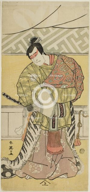 The Actor Sakata Hangoro III as Takechi Mitsuhide in "The Banquet," the Final Act in..., c. 1791. Creator: Katsukawa Shun'ei.