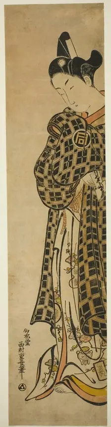 The Actor Sanogawa Ichimatsu I as Hisamatsu, c. 1743. Creator: Nishimura Shigenaga