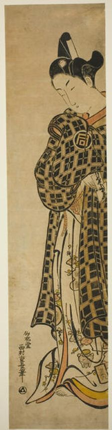 The Actor Sanogawa Ichimatsu I as Hisamatsu, c. 1743. Creator: Nishimura Shigenaga
