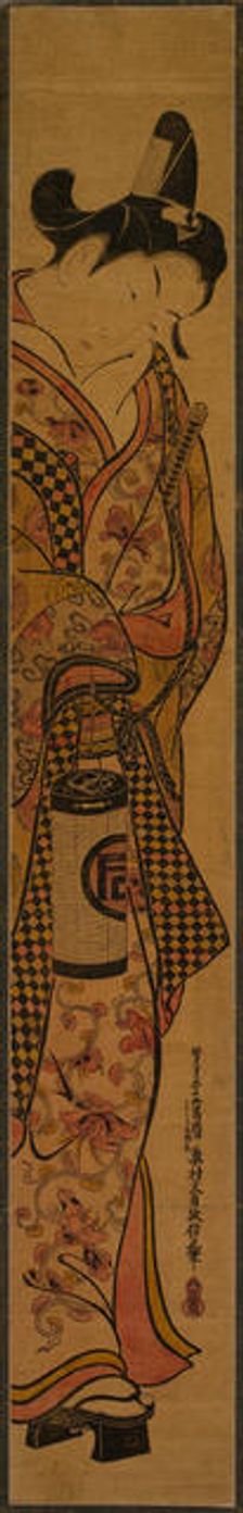 The Actor Sanogawa Ichimatsu I Holding a Lantern, c. 1749. Creator: Okumura Masanobu