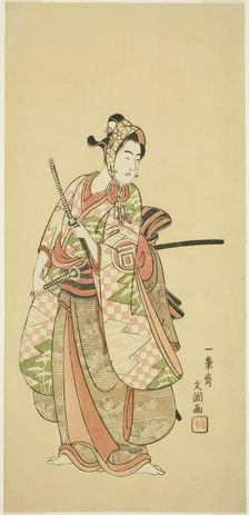 The Actor Sanogawa Ichimatsu II in the Costume of a Fashionable Young Man (Wakashu), c 1769. Creator: Ippitsusai Buncho
