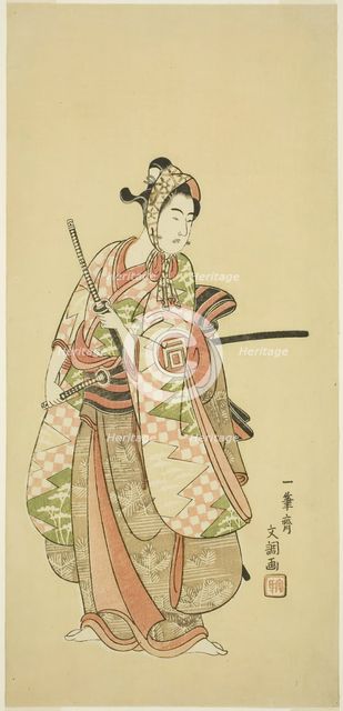 The Actor Sanogawa Ichimatsu II in the Costume of a Fashionable Young Man (Wakashu), c 1769. Creator: Ippitsusai Buncho.