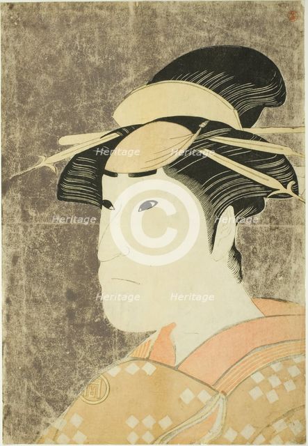 The actor Sanogawa Ichimatsu III as the Gion prostitute Onayo in the play "Hana-ayame..., 1794. Creator: Katsukawa Shun'ei.
