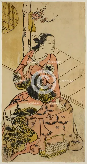 The Actor Sanjo Kantaro holding a pipe, c. 1720. Creator: Unknown.