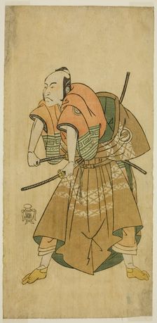 The Actor Sawamura Sojuro II as Omi no Kotoda (?) in the Play Shuen Soga Omugaeshi (?)..., c. 1768. Creator: Shunsho