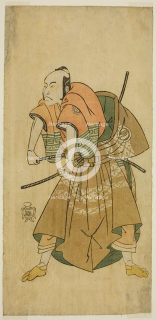 The Actor Sawamura Sojuro II as Omi no Kotoda (?) in the Play Shuen Soga Omugaeshi (?)..., c. 1768. Creator: Shunsho.