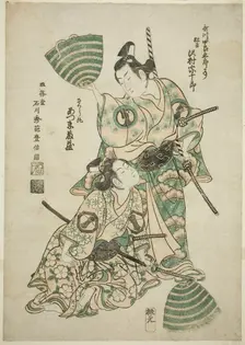 The Actor Sawamura Sojuro II (formerly Utagawa Shirogoro) as Matsuomaru and Azumo..., 1750. Creator: Ishikawa Toyonobu