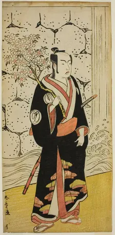 The Actor Sawamura Sojuro III as Sonobe Zaemon in the play "Shin Usuyuki Monogatari..., c. 1779. Creator: Shunsho