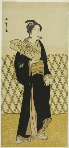 The Actor Sawamura Sojuro III as the Hairdresser Jirokichi in the Play Shida Choja..., c. 1781. Creator: Shunsho