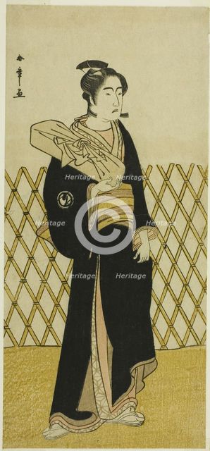 The Actor Sawamura Sojuro III as the Hairdresser Jirokichi in the Play Shida Choja..., c. 1781. Creator: Shunsho.