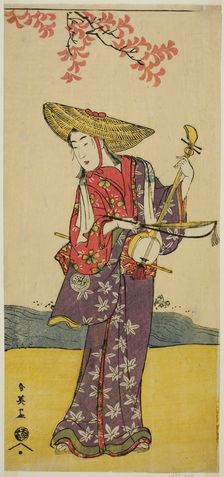 The Actor Sawamura Tamagashira as a Strolling Musician in the Play Dai Danna..., c. 1790. Creator: Katsukawa Shun'ei