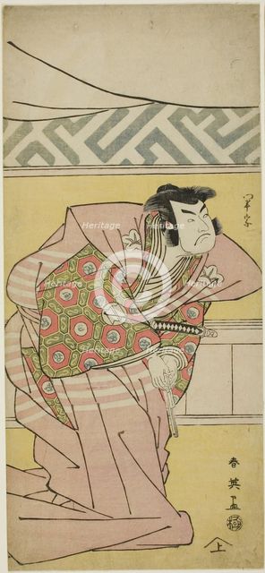 The Actor Sawamuro Sojuro III as Oda Kazusanosuke Harunaga in "The Banquet," the...,  c. 1791. Creator: Katsukawa Shun'ei.