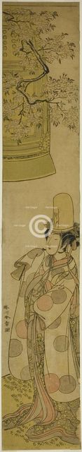 The Actor Segawa Tomisaburo I as Kiyo-hime in the Play Hanagatami Kazaori Eboshi..., c. 1774. Creator: Shunsho.