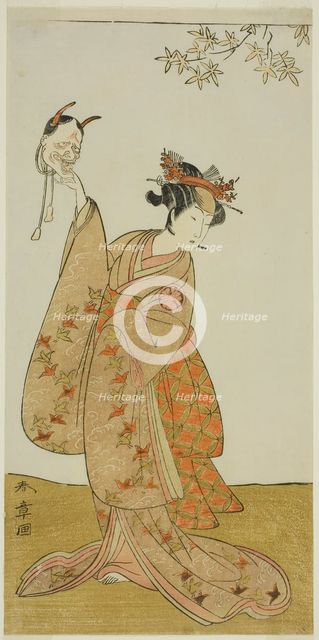 The Actor Segawa Yujiro I as Matsukaze, Sister of Togashi no Saemon, in the Play Gohiik..., c. 1773. Creator: Shunsho.