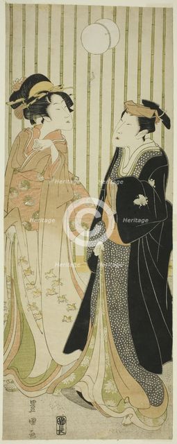 The actor Segawa Kikunojo and a young woman kicking a ball, n.d. Creator: Utagawa Toyokuni I.
