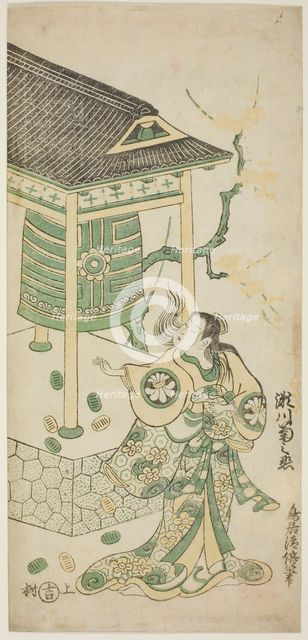 The Actor Segawa Kikunojo I as Katakai in the play "Mugen no Kane Omoi no Akatsuki," perfo..., 1746. Creator: Torii Kiyomasu.