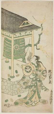 The Actor Segawa Kikunojo I as Katakai in the play "Mugen no Kane Omoi no Akatsuki," perfo..., 1746. Creator: Torii Kiyomasu