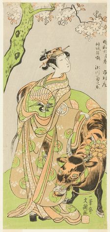 The Actor Segawa Kikunojo II as the Courtesan Maizuru in the Play Furisode Kisaragi.., c 1772. Creator: Ippitsusai Buncho