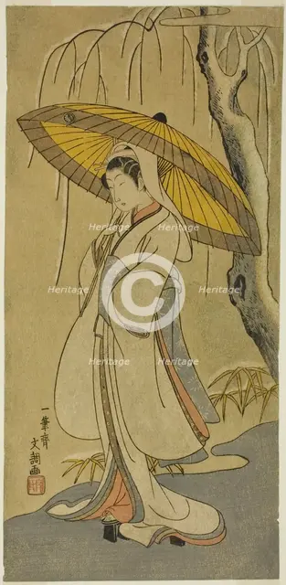 The Actor Segawa Kikunojo II as the Heron Maiden in the play "Cotton Wadding of Izu..., 1770. Creator: Ippitsusai Buncho.