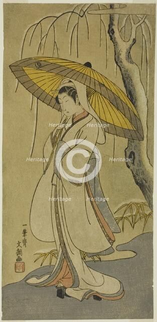 The Actor Segawa Kikunojo II as the Heron Maiden in the play "Cotton Wadding of Izu..., 1770. Creator: Ippitsusai Buncho.