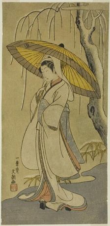 The Actor Segawa Kikunojo II as the Heron Maiden in the play "Cotton Wadding of Izu..., 1770. Creator: Ippitsusai Buncho