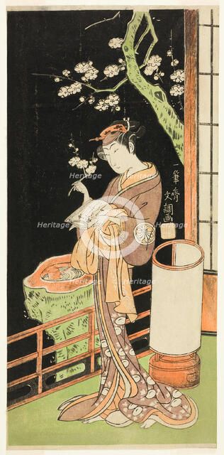 The Actor Segawa Kikunojo II as Oiso no Tora in the Play Soga Moyo Aigo no Wakamatsu..., c.1769. Creator: Ippitsusai Buncho.