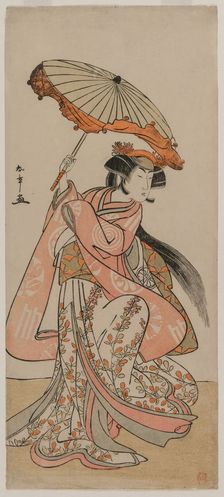 The Actor Segawa Kikunojo II Dancing with a Parasol, late 1770s. Creator: Katsukawa Shunsho (Japanese, 1726-1792)