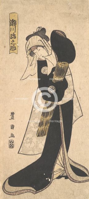 The Actor Segawa Kikunojo III as a Woman in Black Robe Holding a Straw Hat, 1798. Creator: Utagawa Toyokuni I.