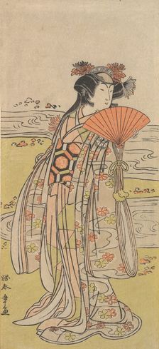 The Actor Segawa Kikunojo III as a Woman Standing near a Winding Stream, ca. 1777. Creator: Shunsho