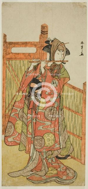The Actor Segawa Kikunojo III as Kojoro-gitsune Disguised as the Florist Okiku in the P..., c. 1780. Creator: Shunsho.