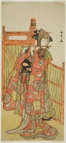 The Actor Segawa Kikunojo III as Kojoro-gitsune Disguised as the Florist Okiku in the P..., c. 1780. Creator: Shunsho